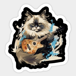 Ragdoll Cat Playing Guitar Sticker